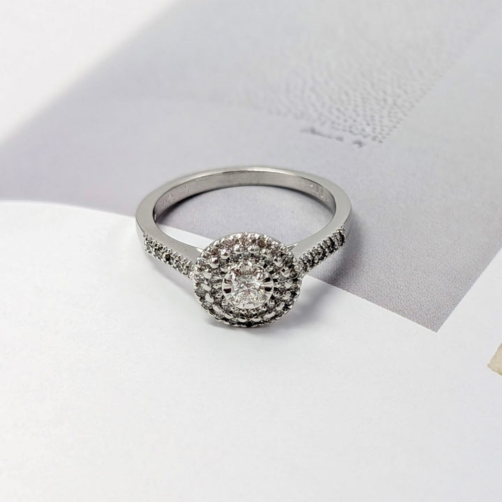 Vintage Diamond Halo Ring in 10K White Gold