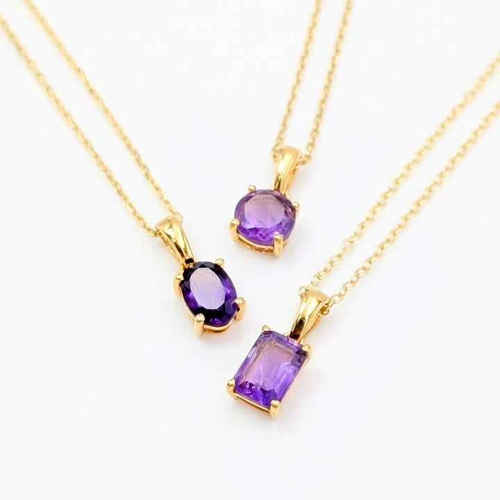 Amethyst Necklace in 18K Gold over Sterling Silver