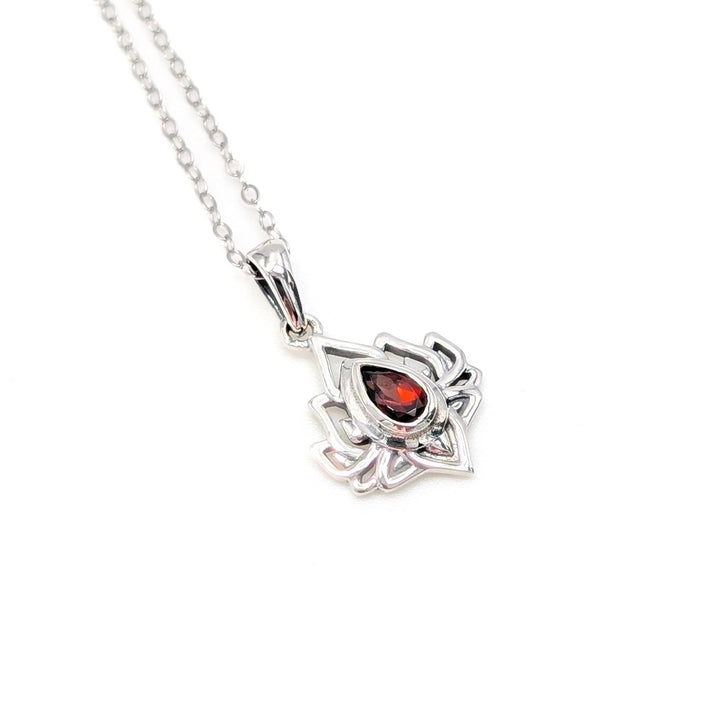 Lotus Gemstone Necklaces in Sterling Silver