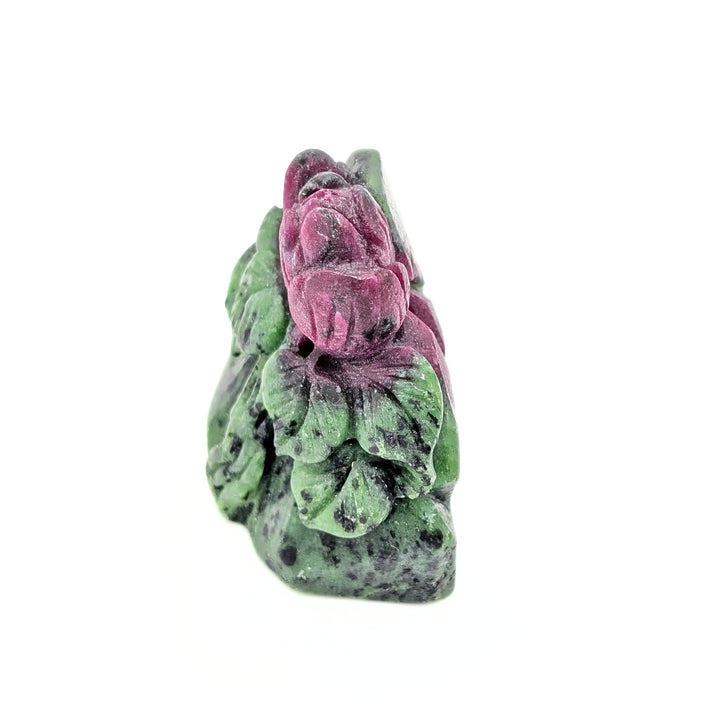 Ruby & Zoisite Polished Carved Rose