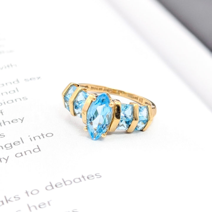 Vintage Blue Topaz Ring in 14K Yellow Gold