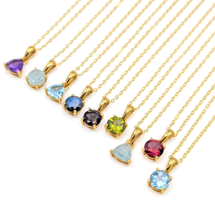 Faceted Gemstone Necklaces in Gold Over Sterling Silver