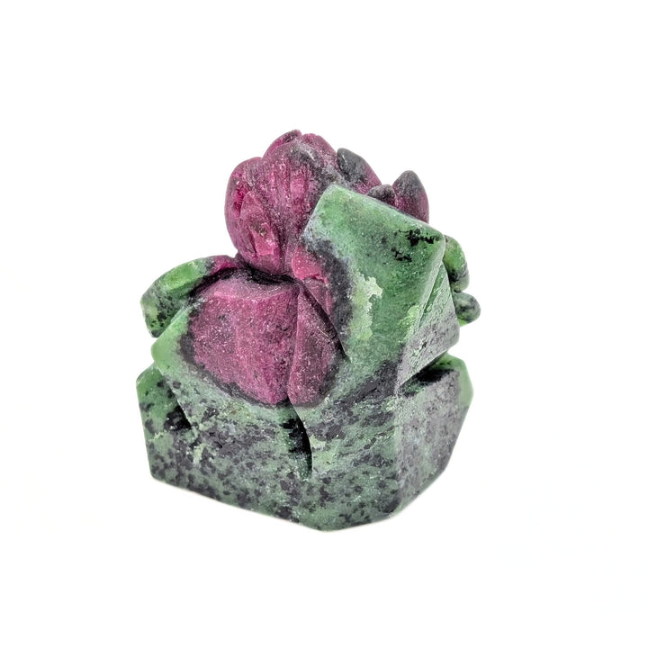 Ruby & Zoisite Polished Carved Rose
