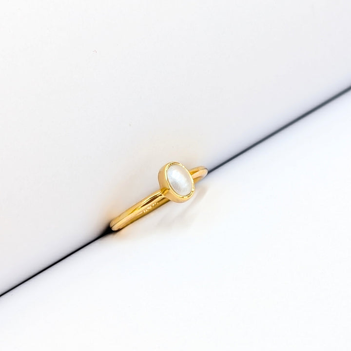 Oval-Cut Freshwater Pearl Ring in Vermeil