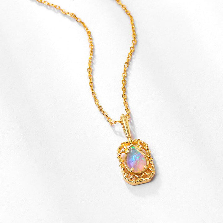 Lab Opal Necklace in Gold Over Sterling Silver