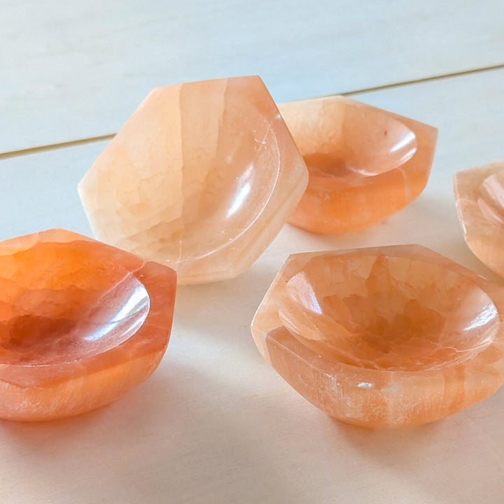 Orange Selenite Hexagon Bowl