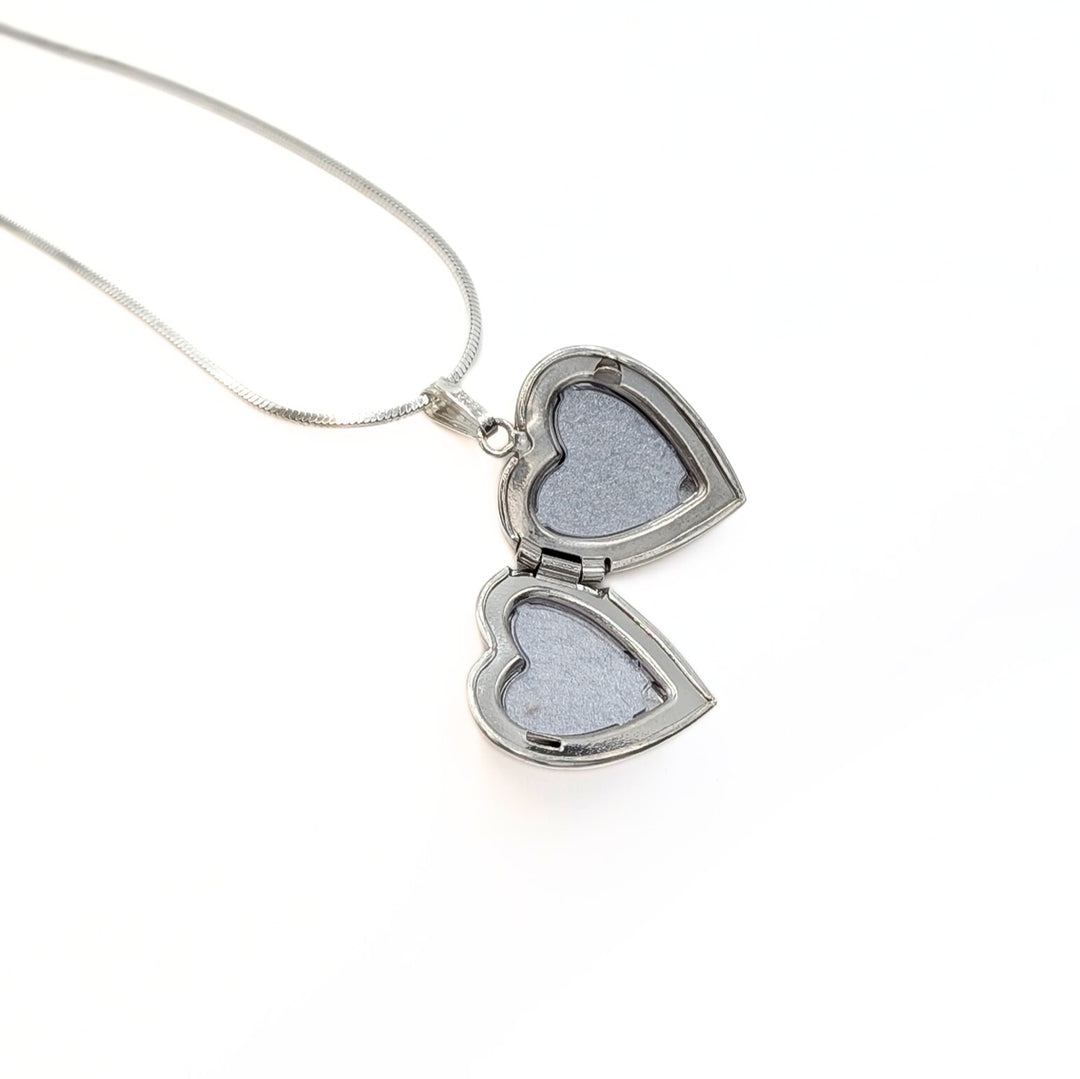 Diamond Accent Heart Locket Necklace in Sterling Silver