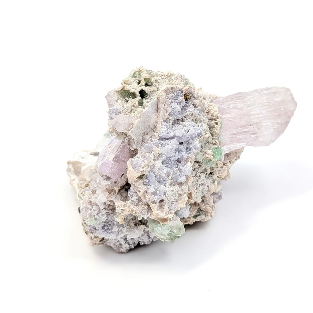 Kunzite with Green Tourmaline on Cleavelandite