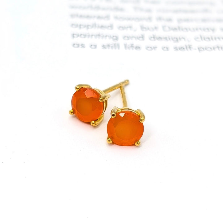 Natural Gemstone Stud Earrings in 18K Gold-Plated Sterling Silver