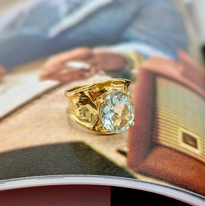 Prasiolite Ring in Gold over Sterling Silver
