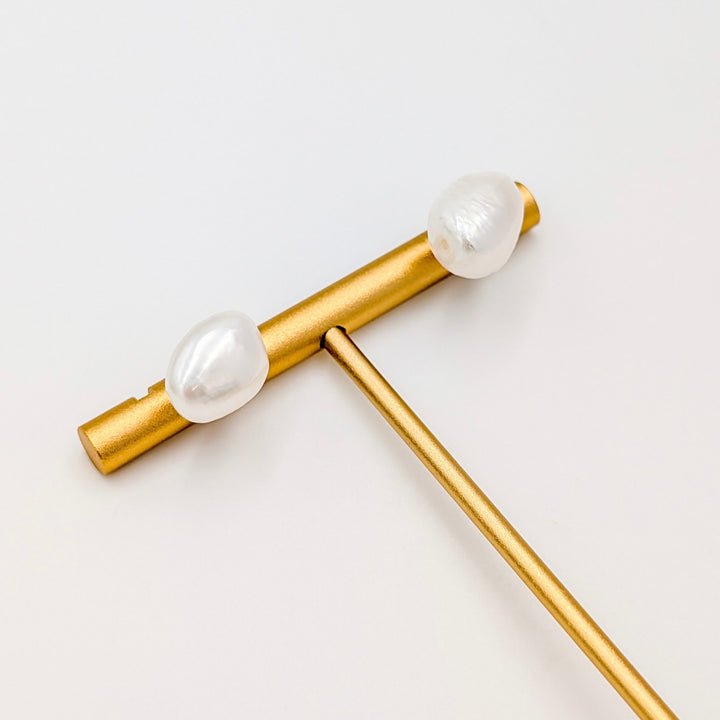 Vintage Freshwater Pearl Stud Earrings in 14K Yellow Gold
