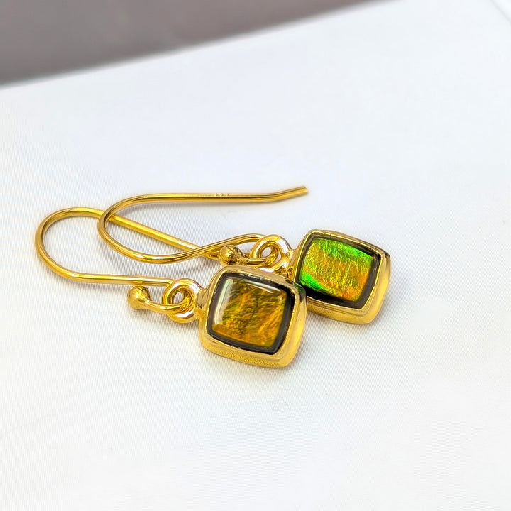 Ammolite Dangle Earrings in 18K Gold-Plated Sterling Silver
