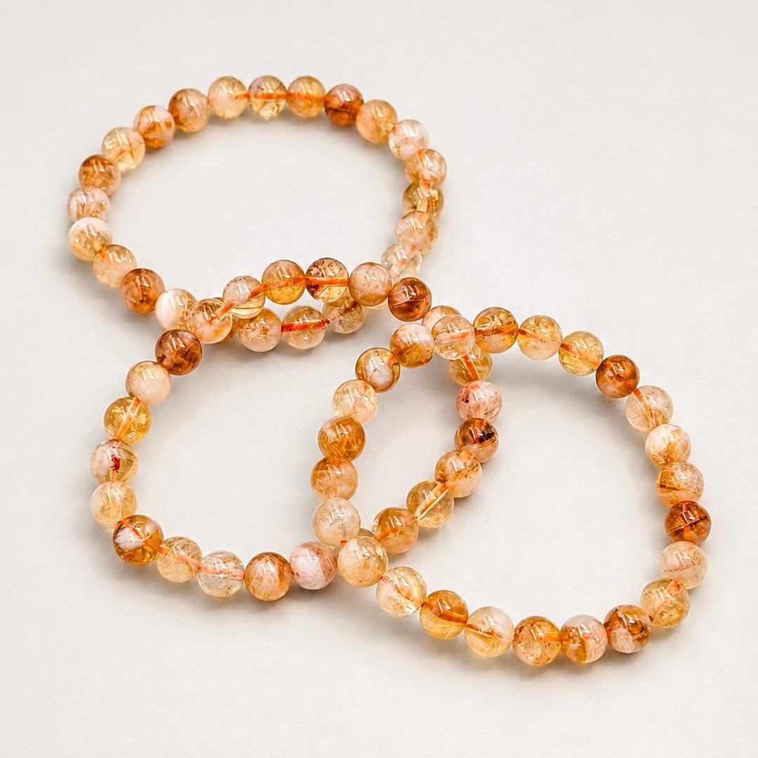 Citrine Polished 8 mm Beaded Bracelet