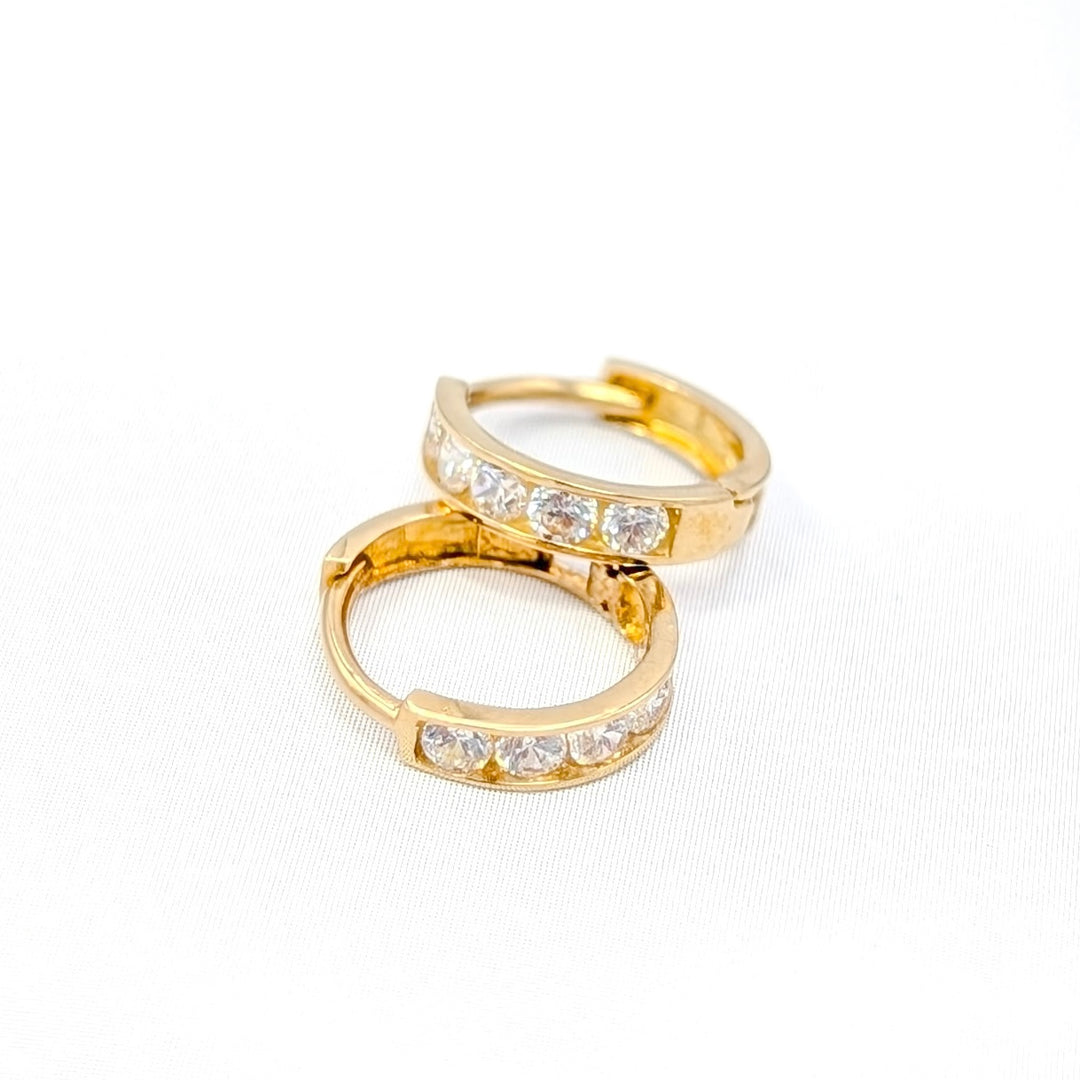 Vintage Cubic Zirconia Huggie Hoop Earrings in 10K Yellow Gold