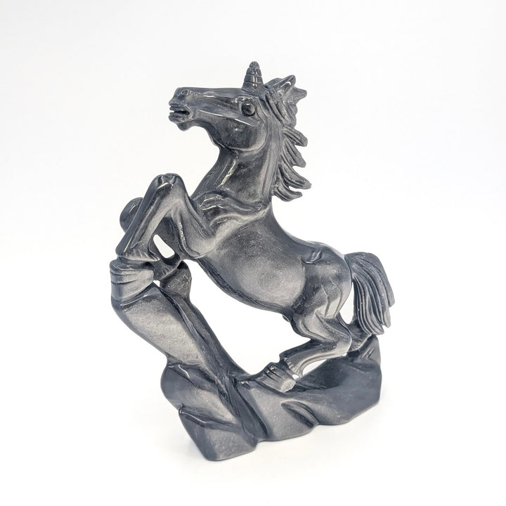 Silversheen Obsidian Carved Unicorn