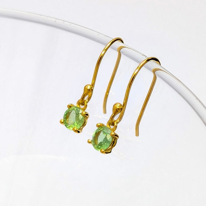 Green Kyanite Dangle Earrings in 18K Gold over Sterling Silver
