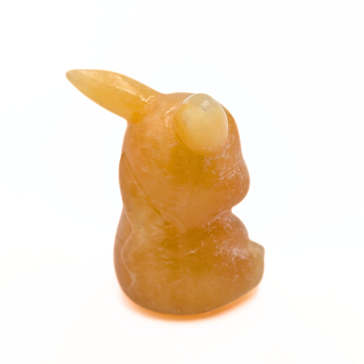 Orange Calcite Pokémon-Inspired Pikachu Carved Figurine