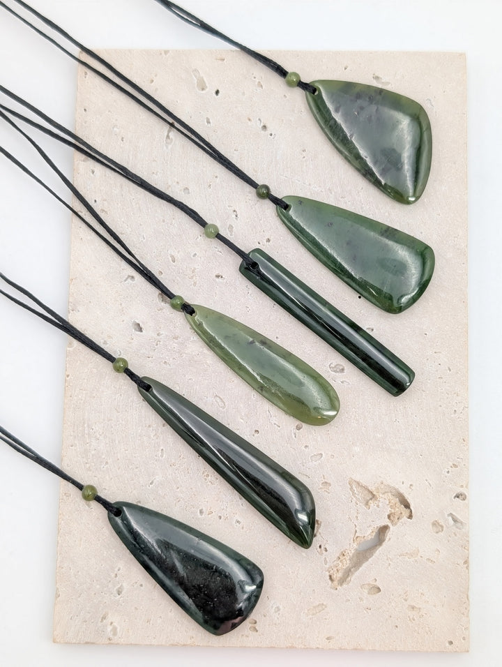 Canadian Jade Freeform Necklace on Adjustable Cord