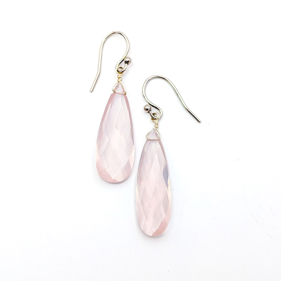 Briolette Faceted Gemstone Drop Earrings in Sterling Silver
