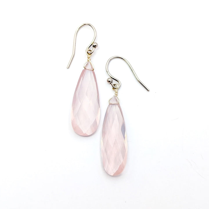 Briolette Faceted Gemstone Drop Earrings in Sterling Silver