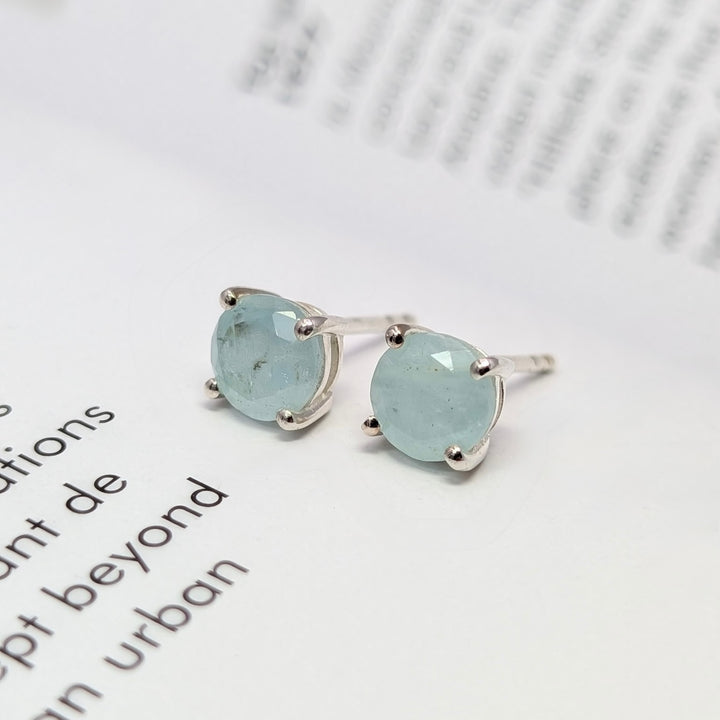 Aquamarine Stud Earrings in Sterling Silver