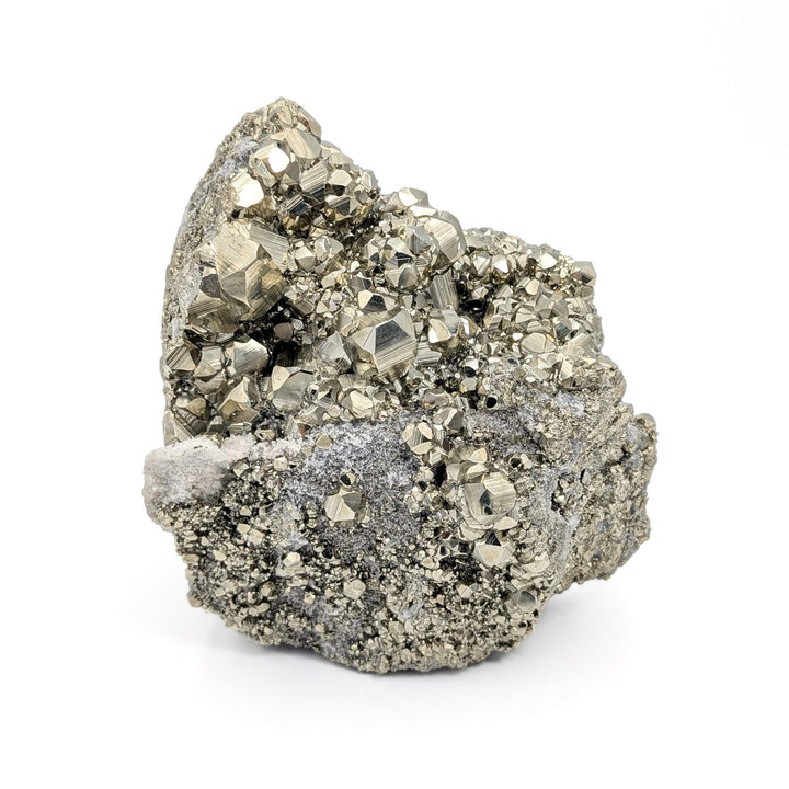 Pyrite on Quartz Freeform Cluster