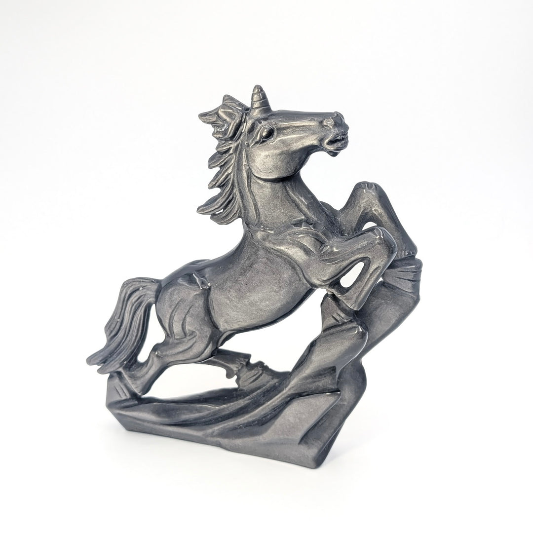 Silversheen Obsidian Carved Unicorn