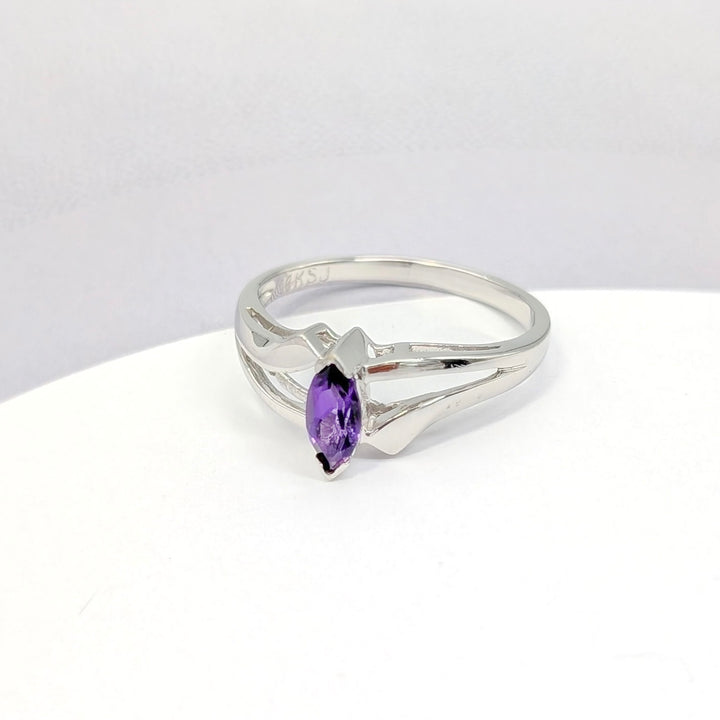Vintage Amethyst Bypass Ring in 14K White Gold