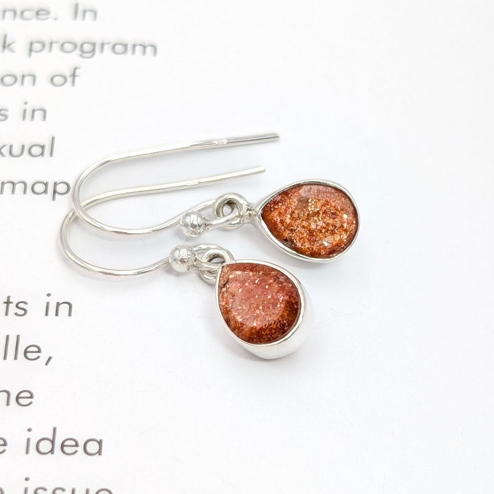 Sunstone Dangle Earrings in Sterling Silver