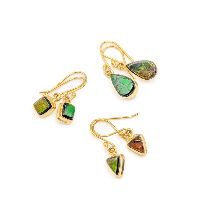 Ammolite Dangle Earrings in 18K Gold-Plated Sterling Silver