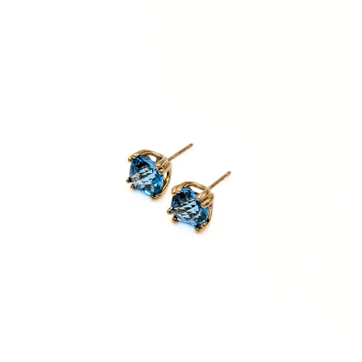 Blue Topaz Stud Earrings in 10K Yellow
