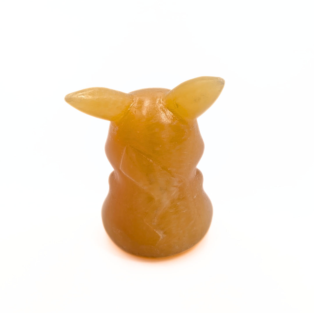 Orange Calcite Pokémon-Inspired Pikachu Carved Figurine