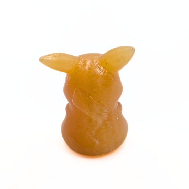 Orange Calcite Pokémon-Inspired Pikachu Carved Figurine