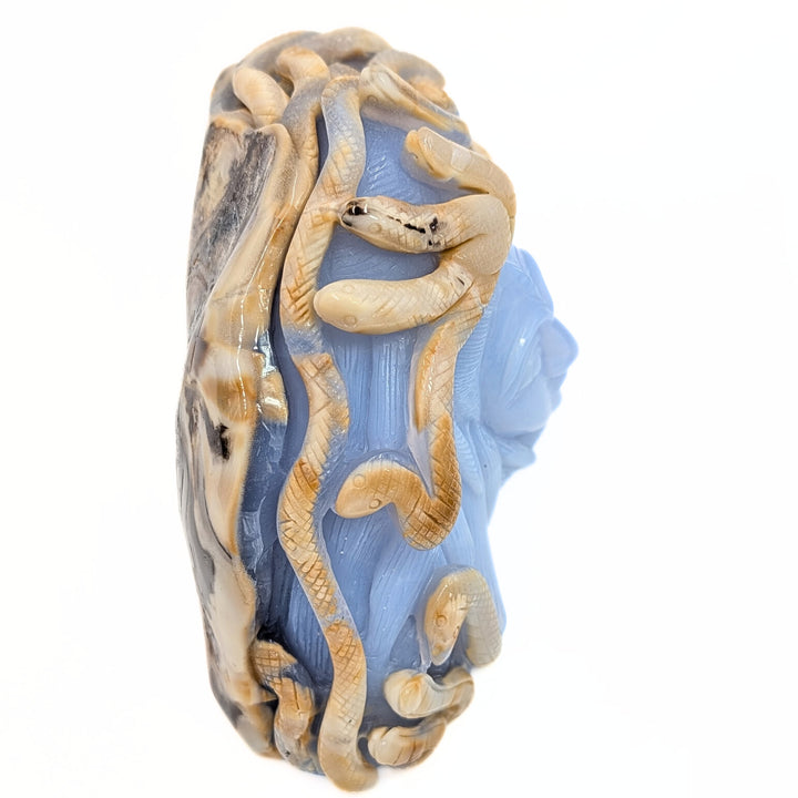 Blue Chalcedony Medusa Figurine