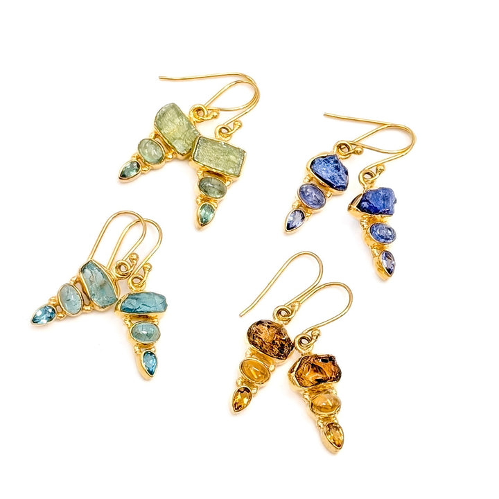 Gemstone Dangle Earrings in 18K Gold-Plated Sterling Silver