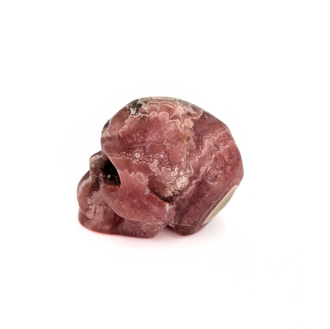 Rhodochrosite Carved Skull Figurine
