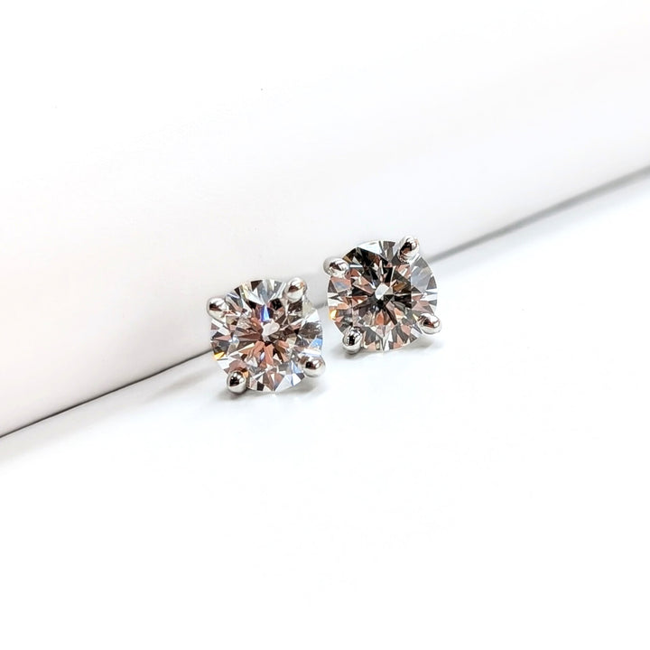 Lab-Grown Round-Cut Diamond Stud Earrings in Sterling Silver