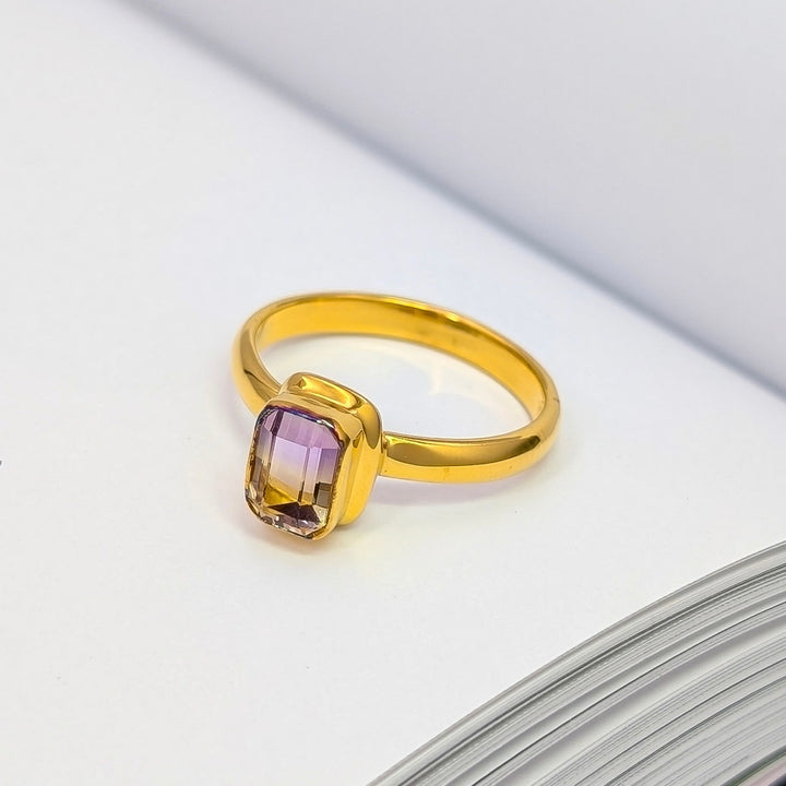 Ametrine Bezel Set Ring in 18K Gold over Sterling Silver