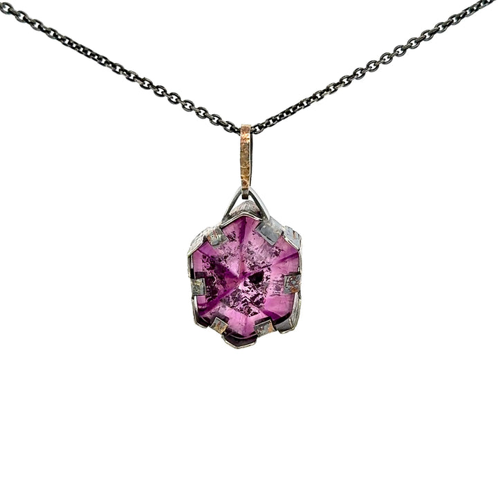 Trapiche Amethyst Necklace in 18K Gold Washed & Sterling Silver