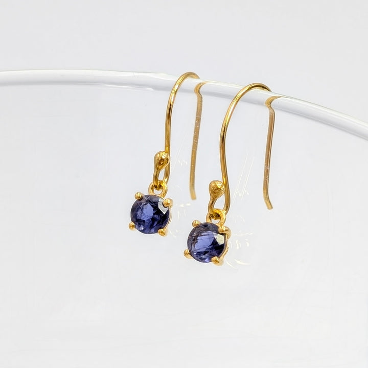 Iolite Dangle Earrings in 18K Gold over Sterling Silver