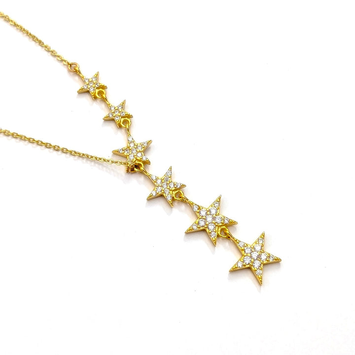 Cubic Zirconia Star Necklace in Gold-Plated Sterling Silver
