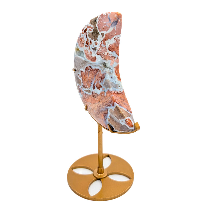 Cotton Candy Agate Moon on Stand