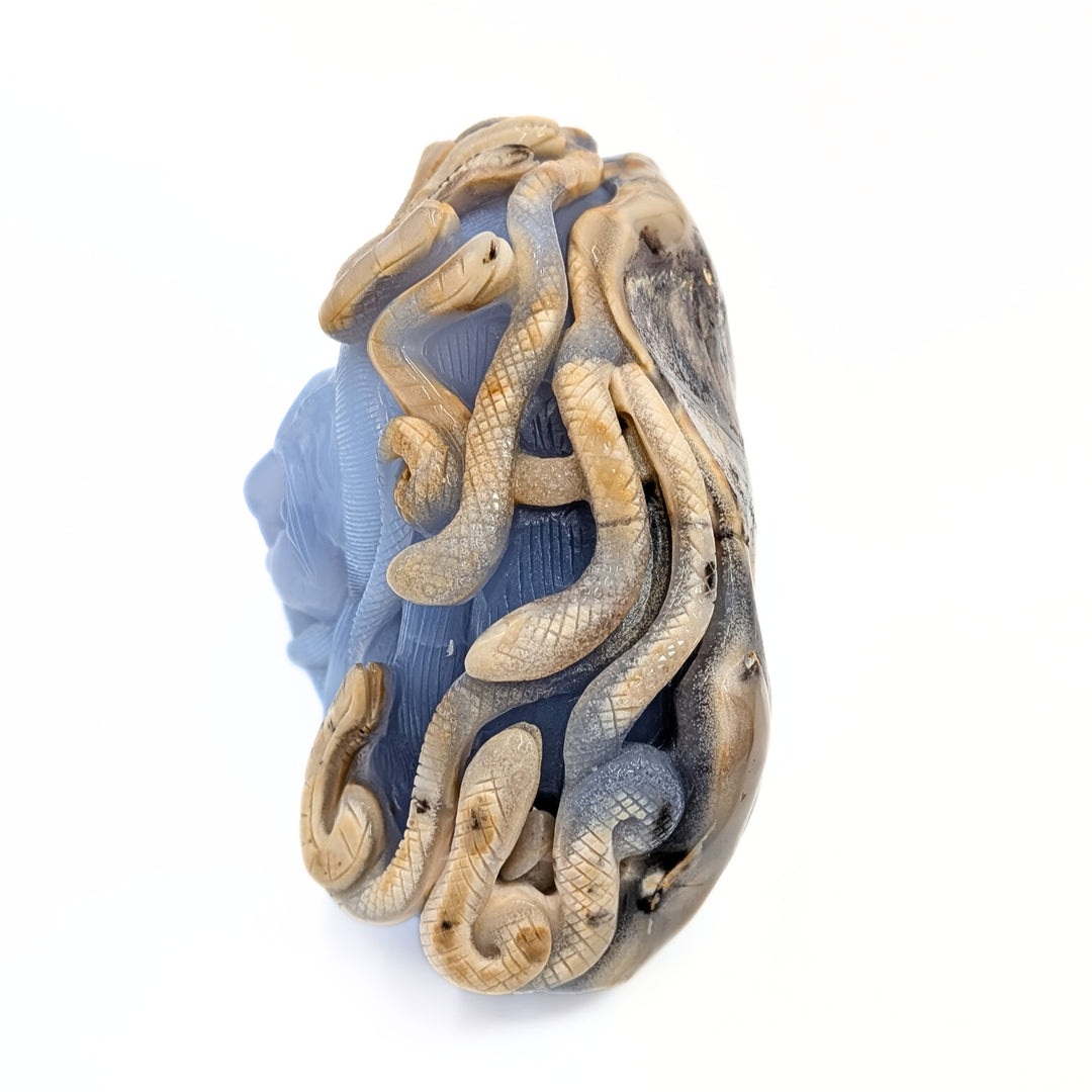 Blue Chalcedony Medusa Figurine