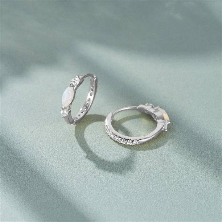 Lab Opal Huggie Hoop Earrings