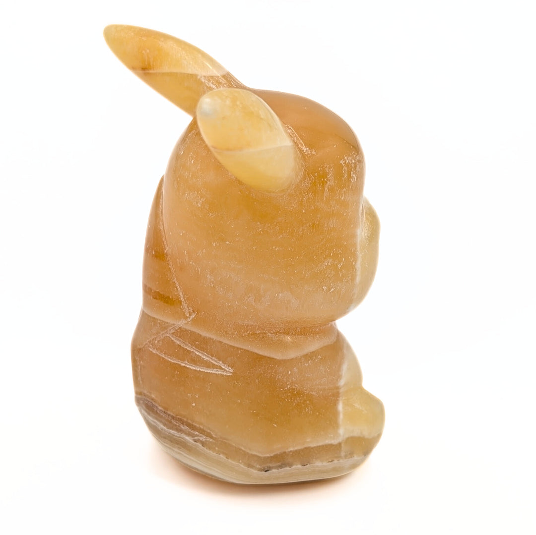 Orange Calcite Pokémon-Inspired Pikachu Carved Figurine