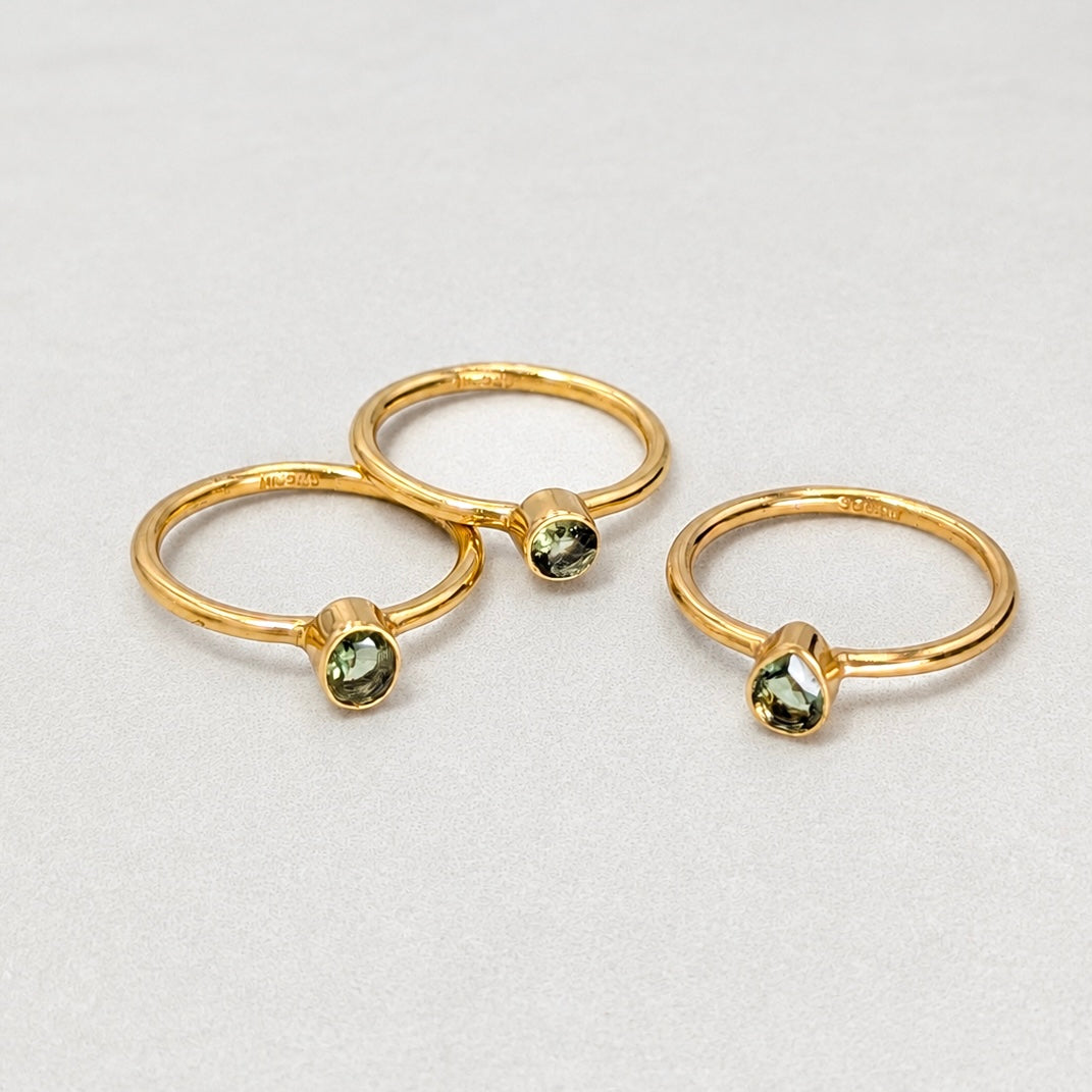 Bezel-Set Moldavite Ring in Gold over Sterling Silver