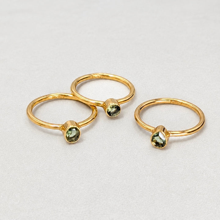 Bezel-Set Moldavite Ring in Gold over Sterling Silver