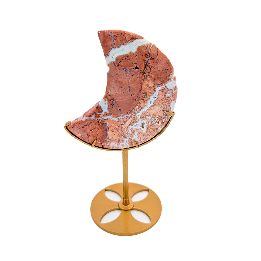 Cotton Candy Agate Moon on Stand