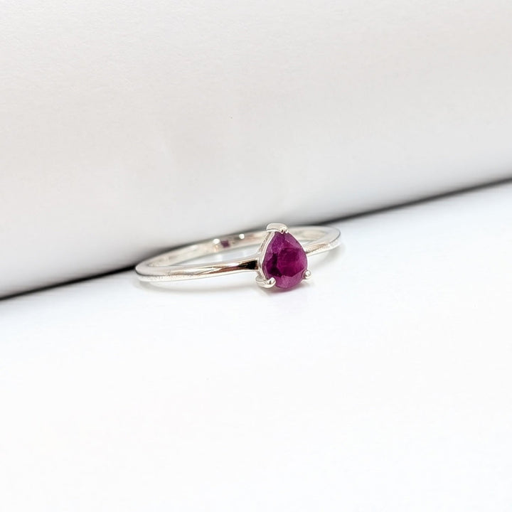 Pear-Cut Ruby Ring Set in Sterling Silver