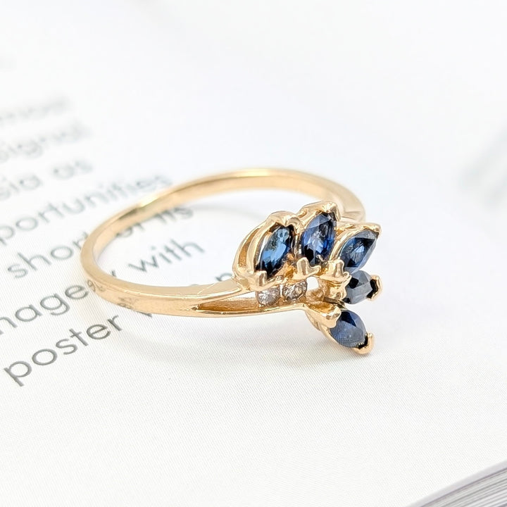 Vintage Sapphire & Diamond Ring in 14K Yellow Gold